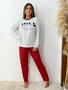 Imagem de PIJAMA FEMININO MANGA LONGA INVERNO ADULTO COM CÓS GROSSO  DE MALHA ESTAMPA mickey vermelho P M G GG