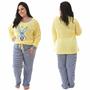 Imagem de Pijama Feminino Plus Size Longo Inverno Frio Blusa e Calça