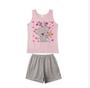 Imagem de Pijama Feminino Regata 100% Algodão Adulto Baby Doll Roupa De Dormir Com estampa e Shorts Liso