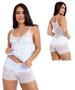 Imagem de Pijama IMI Lingerie Baby Doll Short Doll Renda Microfibra Danusa Branco