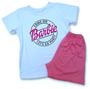 Imagem de Pijama infantil Barbie rosa personalizado com nome