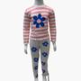 Imagem de Pijama Infantil Juvenil Kids Menina Feminino Flor Listrado Rosa Branco Viscose