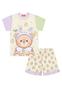 Imagem de Pijama Infantil Menina Blusa e Short Ursinha Off White e Lilás Cinti