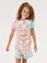 Imagem de Pijama Infantil Menina Blusa E Short Ursinha Off White E Rosa Cinti