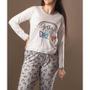 Imagem de Pijama inverno calça e blusa manga longa estampados casual feminino