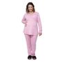 Imagem de Pijama Inverno Gestante Plus Size Rosa com Botões estrela Linda Gestante