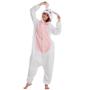 Imagem de Pijama Kigurumi Coelho Adulto Branco Com Rosa Macacão Cosplay Unissex