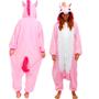 Imagem de Pijama Kigurumi Unicórnio Rosa Macacão Unissex com Capuz- Fantasy