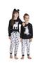 Imagem de Pijama Longo Feminino Infantil - Família Bulldog Preto