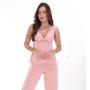 Imagem de Pijama Longo Rosa D'Rend 313 Microfibra - Com Renda