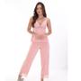 Imagem de Pijama Longo Rosa D'Rend 313 Microfibra - Com Renda