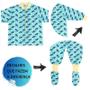 Imagem de Pijama macacão infantil e teen mar de tubarão amarelo - moletinho sem felpa