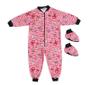 Imagem de Pijama macacão infantil -juvenil com pezinho removível- boné rosa- moletinho com felpa
