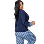 Imagem de Pijama Manga Longa Calça Xadrex Diones Frio com Abertura Botão Frontal Conjunto
