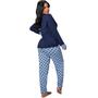 Imagem de Pijama Manga Longa Calça Xadrex Diones Frio com Abertura Botão Frontal Conjunto