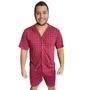 Imagem de pijama masculino aberto com botões manga curta e Short Verão