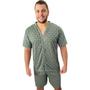 Imagem de pijama masculino aberto com botões manga curta e Short Verão