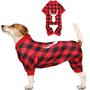 Imagem de Pijama para cães Jamktepat Buffalo Plaid com estampa de rena para L