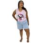 Imagem de Pijama Plus Size Baby Doll Regata Feminino Malha Estampada