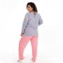 Imagem de Pijama PLUS Size Longo Feminino Premium Meia Estação LN014