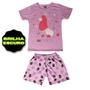 Imagem de Pijama Rosa Cachorro Manga Curta Brilha no escuro Feminino infantil tamanho 2/4/6/8/10 /12 Anos