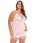 Imagem de Pijama Short Doll Baby Doll IMI Lingerie Em Microfibra E Renda Plus Size Cecília Rosê