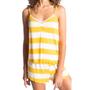 Imagem de Pijama Short Doll Listrado Amarelo Branco Leve Refrescante