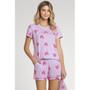 Imagem de Pijama Short Doll Malha Mnga Curta Algodão Mensageiro dos Sonhos Lilás Tamanho G