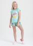 Imagem de  Pijama Verão Menina Infantil Verde Blusa e Shorts Good Vibes