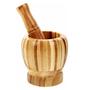 Imagem de Pilão de Bambu Madeira com Socador Reforçado Cozinha Culinária Tempero para pilar Alho Pimento do reino