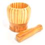 Imagem de Pilão de Bambu Madeira com Socador Reforçado Cozinha Culinária Tempero