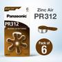 Imagem de Pilha Bateria Auditiva PR312 Zinc Air 1.4V Panasonic - Cartela C/6