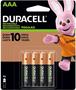 Imagem de Pilha Duracell Recarregável 4 AAA 900 mAh 1,2V