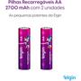 Imagem de Pilha Recarregável AA 2700mAh com 2 Unidades Elgin