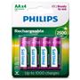 Imagem de Pilha recarregável AA 4 Unidades 2500mAh R6B4RTU25/97 - Philips