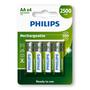 Imagem de Pilha Recarregavel AA Philips Bateria 2A 2500mAh Pequena 4 unidades