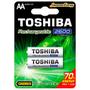 Imagem de Pilha Recarregável AA Toshiba, 2600 mAh, Blister C/ 2 Unidades - TNH-6GAE BP-2C