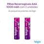 Imagem de Pilha Recarregável AAA 1000 MAH Com 02 Unidades Elgin