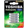 Imagem de Pilha recarregável aaa toshiba tnh3gae 1,2 950mah com 4 und