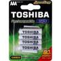 Imagem de Pilha recarregável aaa toshiba tnh3gae 1,2 950mah com 4 und
