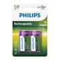Imagem de Pilha Recarregável Philips Tipo C Média 3000 mAh Lr14 com 2 Unidades no Blister R14B2A300/10