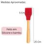 Imagem de Pincel Culinario de Silicone Vermelho Mor Cabo em Bambu Suporta Temperatura de 240 C