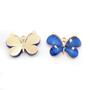 Imagem de Pingente Borboleta Metal com Vidro Azul Escuro 22x29mm 1pç 5g Colar Pulseira