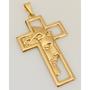 Imagem de Pingente Dourado Masculino Cruz Crucifixo Jesus Banhado a Ouro 18k