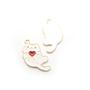 Imagem de Pingente Gato Metal Branco Coração Vermelho 17x27mm 20pç 60g Colar Pulseira