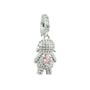 Imagem de Pingente Menina Micro Zircônia Cristal com Coração Rosa Banhado a Prata
