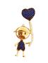 Imagem de pingente menino com balão em ouro 18k amarelo zircônio azul. Rosangela lima joias