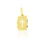 Imagem de Pingente Ouro 18k Placa Retangular Curvada Fosca com Cruz Vazada R042