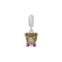 Imagem de Pingente Prata Link Urso Caramelo com Gravata Rosa