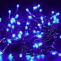 Imagem de Pisca Cordão 10 Metros Fio Verde C/ 100 LEDS Azul Fixo Bivolt
